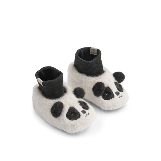 Liewood Beth Panda Plush Slippers - Sandy/Dark grey