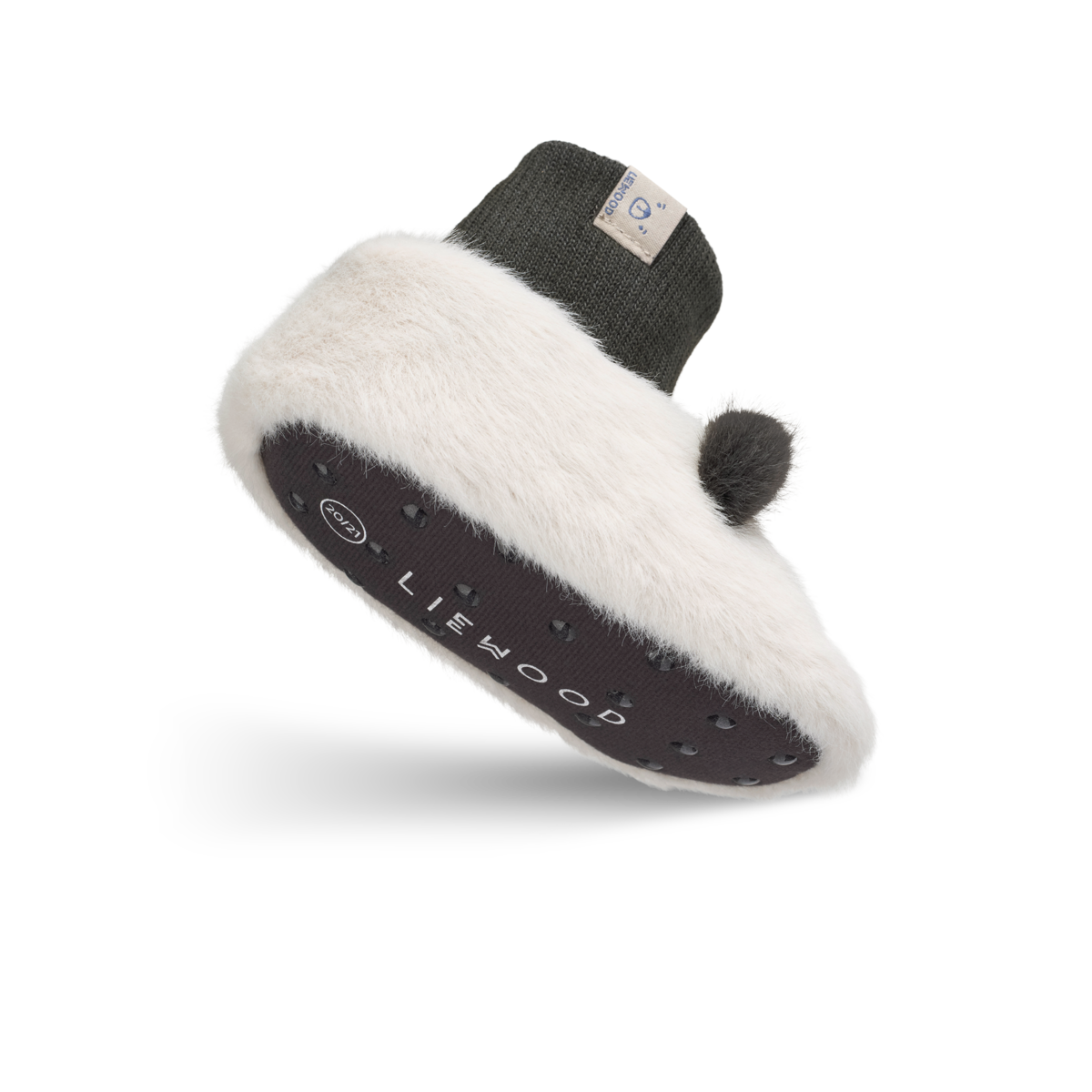 Liewood Beth Panda Plush Slippers - Sandy/Dark grey