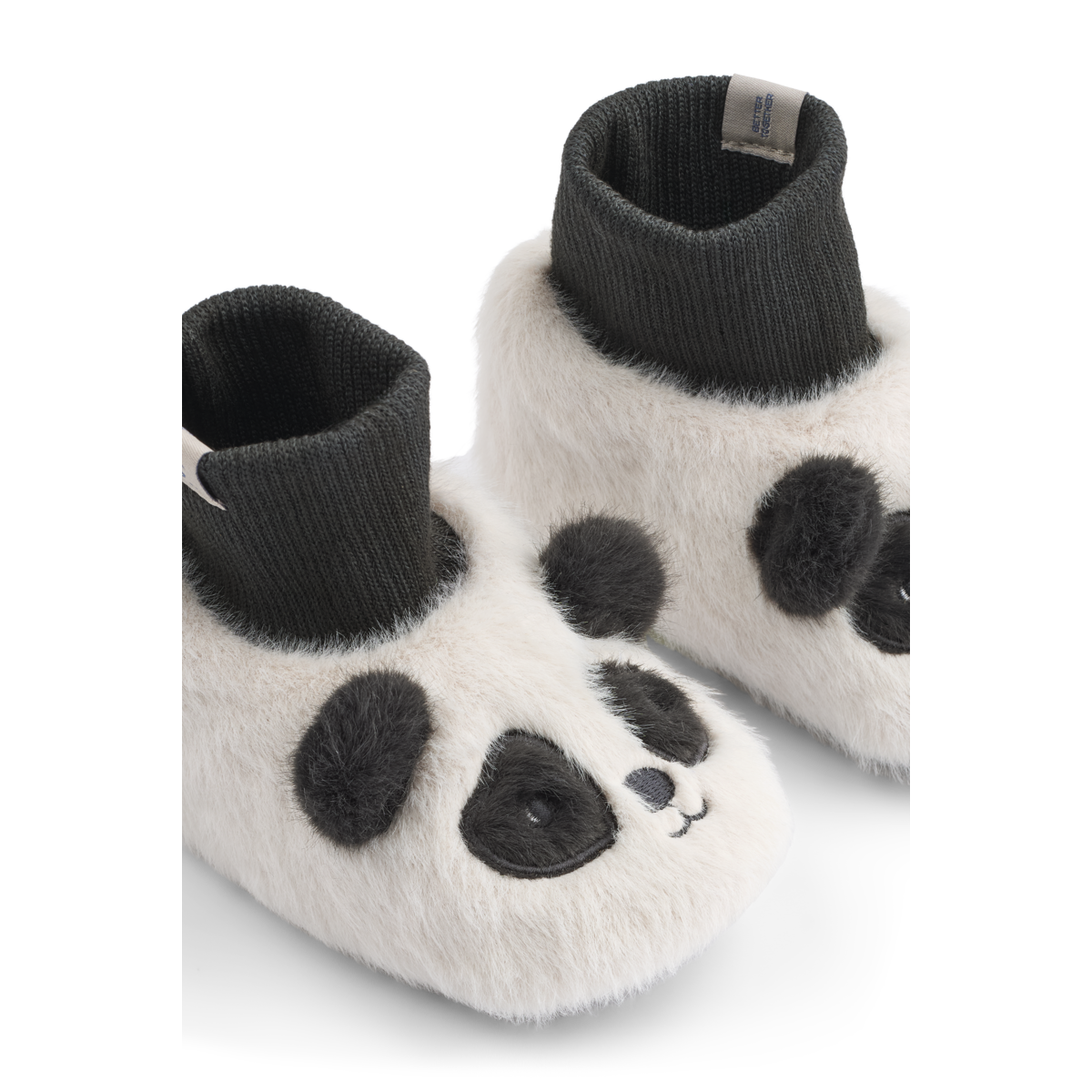 Liewood Beth Panda Plush Slippers - Sandy/Dark grey