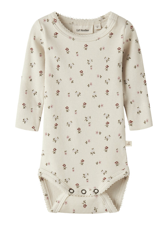 Lil Atelier Gago - LS Slim Body NOOS - Turtledove/Flower