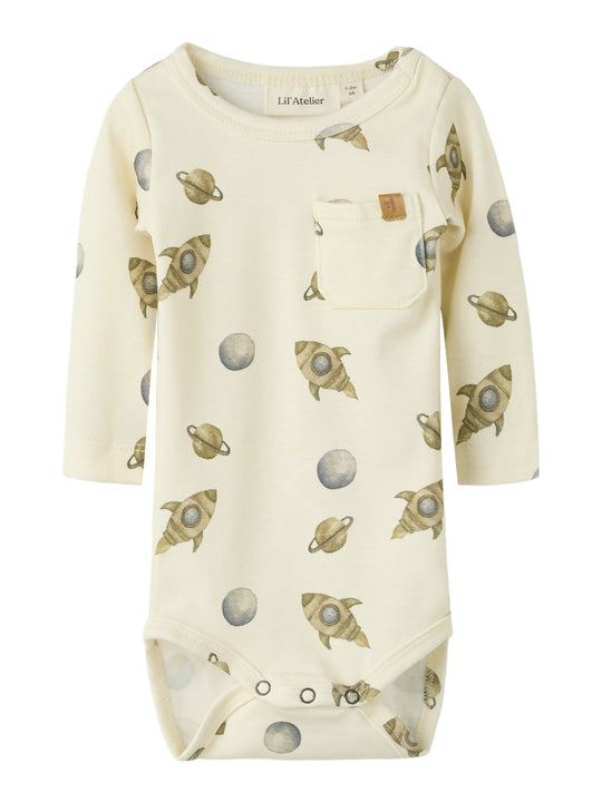 Lil Atelier Layo Geo LS Slim Body - Turtledove/Space