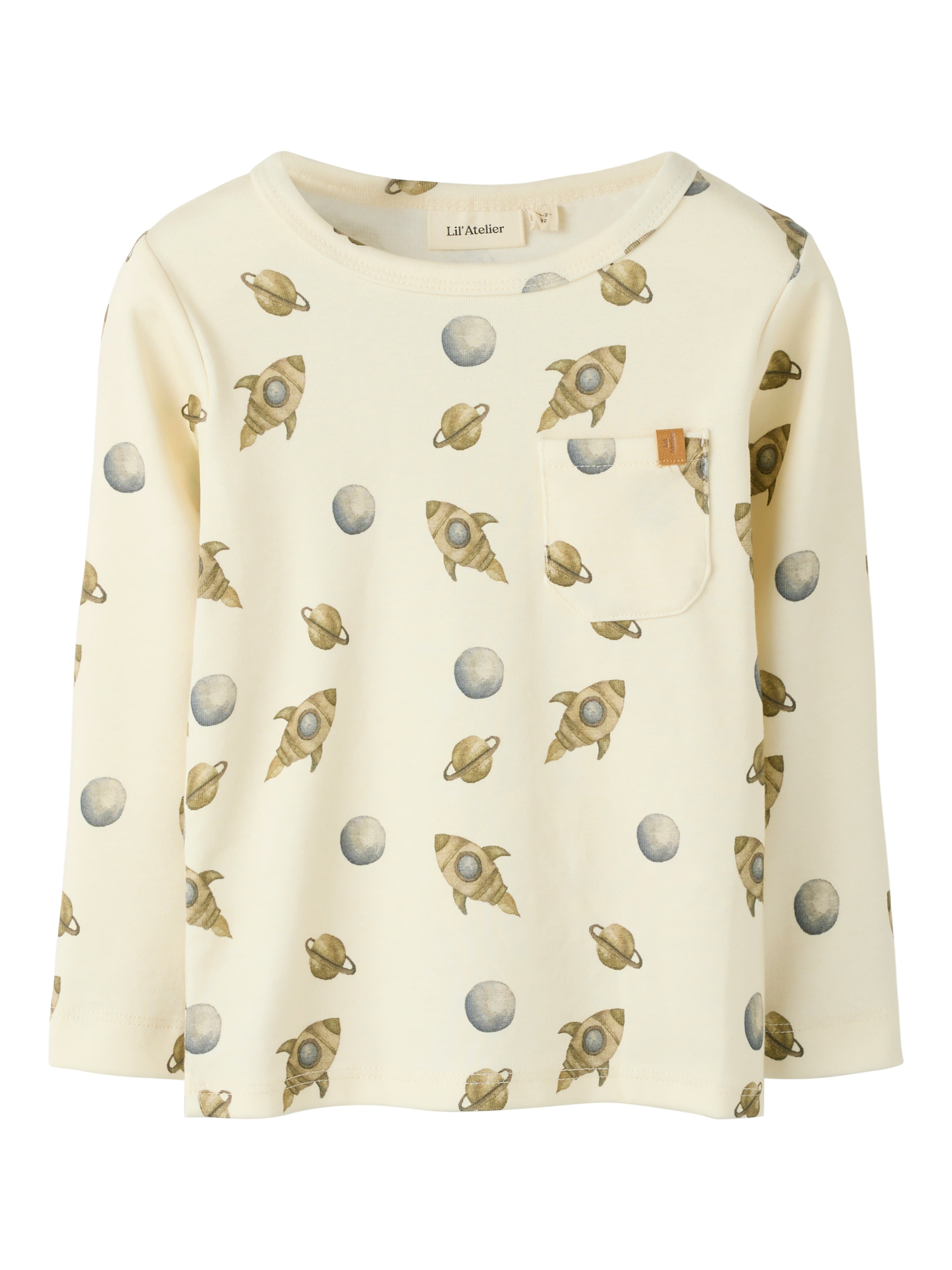 Lil Atelier Layo Geo LS Slim Top - Turtledove/Space