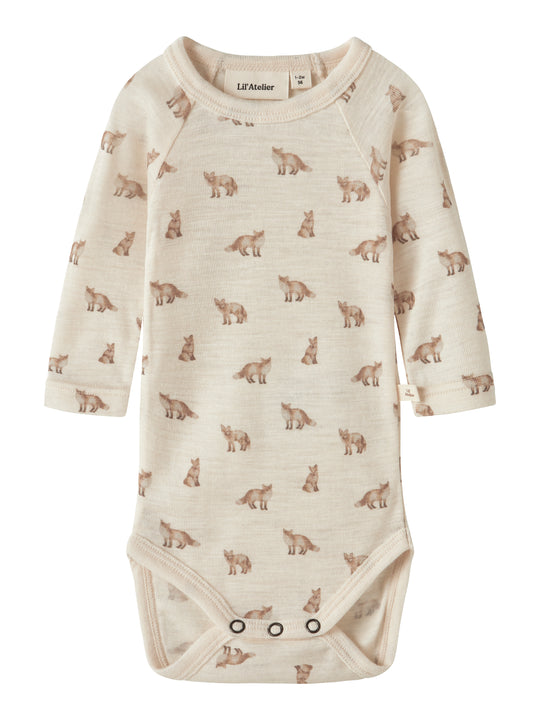 Lil Atelier Nalu - Wool LS Slim Body - Turtledove/Fox