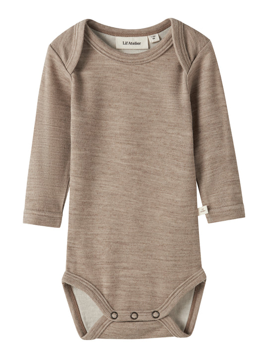 Lil Atelier Nilo - Wool LS Slim Body - Sepia Tint