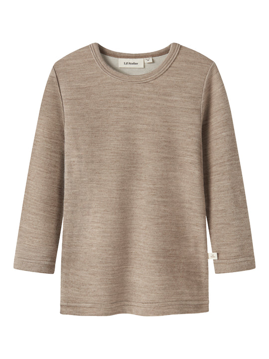 Lil Atelier Nilo - Wool LS Slim Top - Sepia Tint