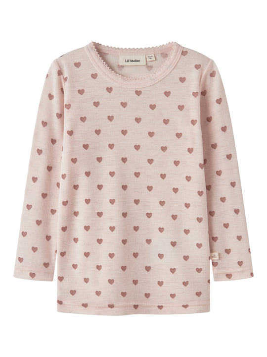 Lil Atelier - Noel Nia Wool LS Slim Top - Morganite / Heart