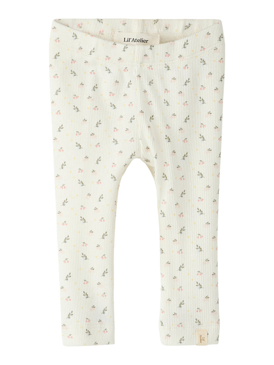 Lil Atelier Gago Slim Leggings NOOS - Coconut Milk/Small Flower