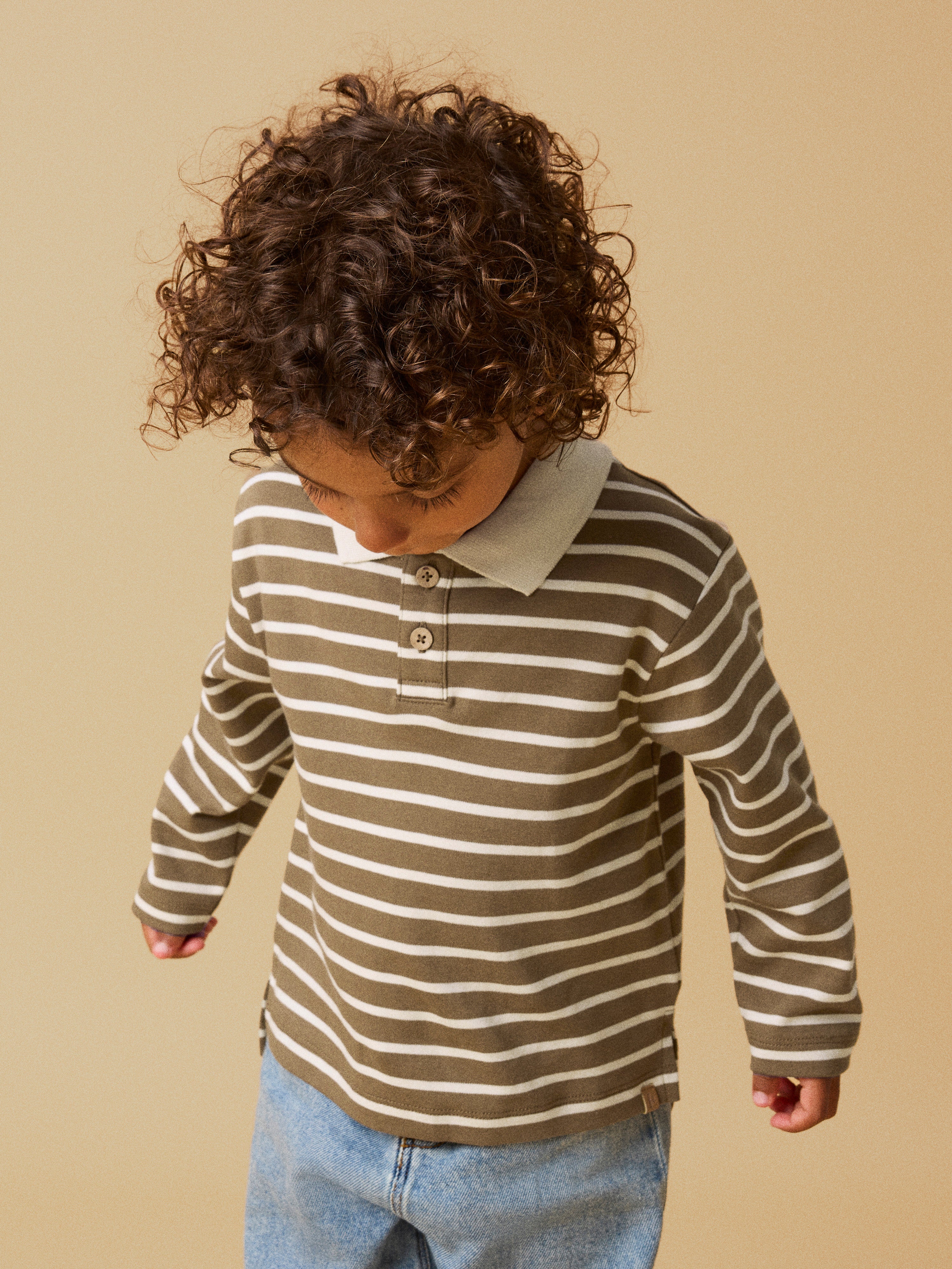 Lil Atelier Limia - LS Loose Polo Top - Kangaroo/Turtledove