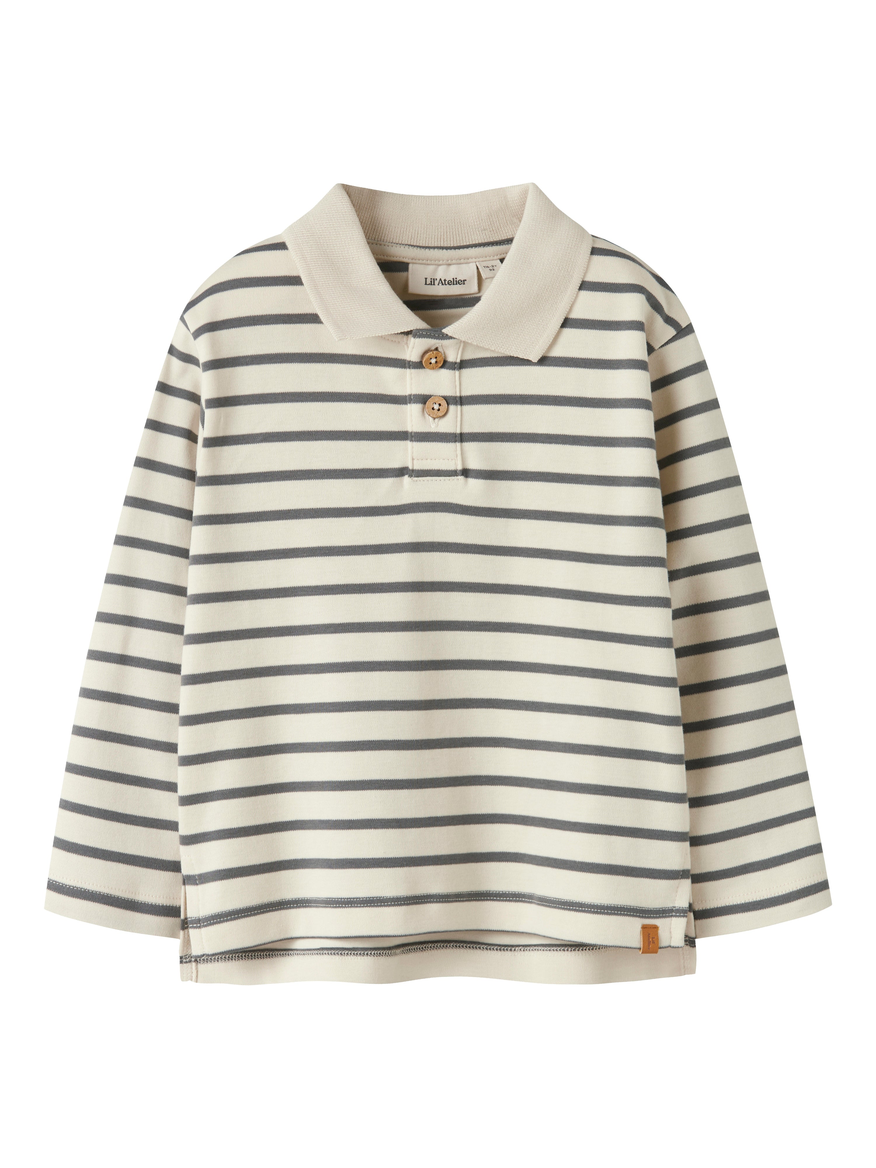 Lil Atelier Limia - LS Loose Polo Top - Turtledove/Poppy Sead