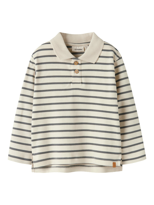 Lil Atelier Limia - LS Loose Polo Top - Turtledove/Poppy Sead