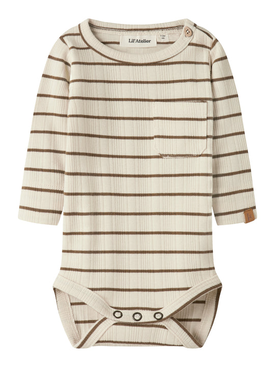 Lil Atelier Kaby - LS Slim Body - Turtledove/Kangaroo