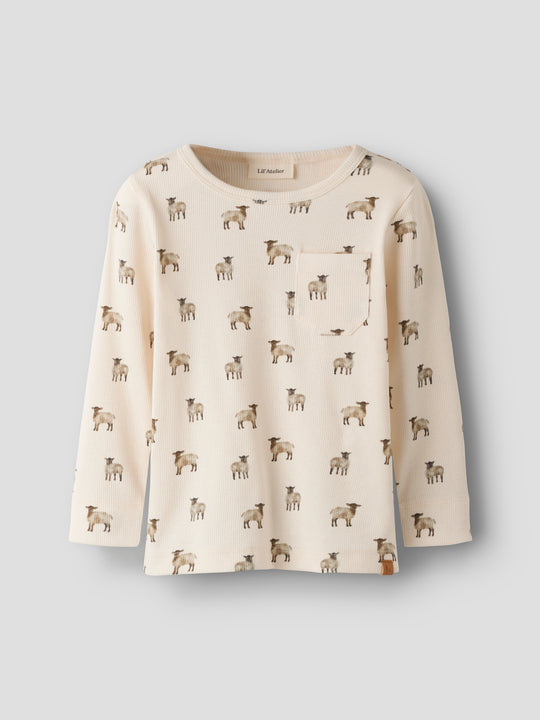 Lil Atelier - Gavo Eko LS Slim Top - Turtledove / Sheep