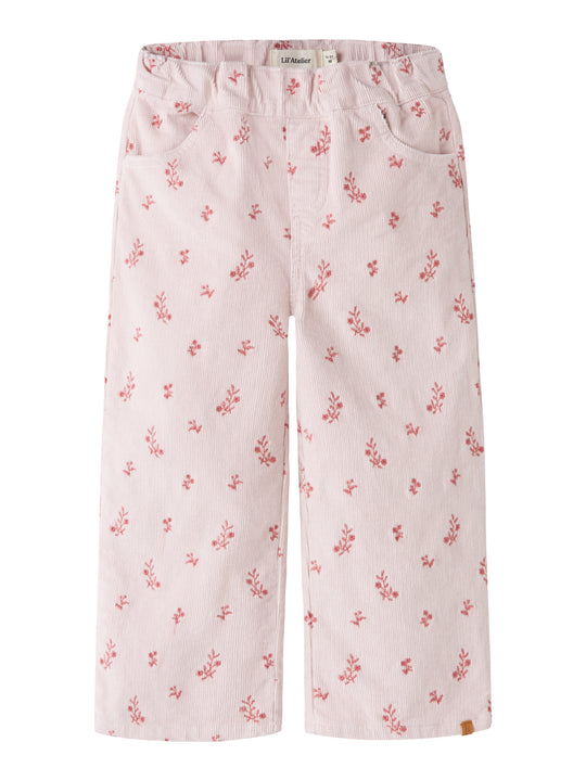 Lil Atelier Nelly - Cord Wide Pant - Hushed Violet / Flower Emb. (Kopi)