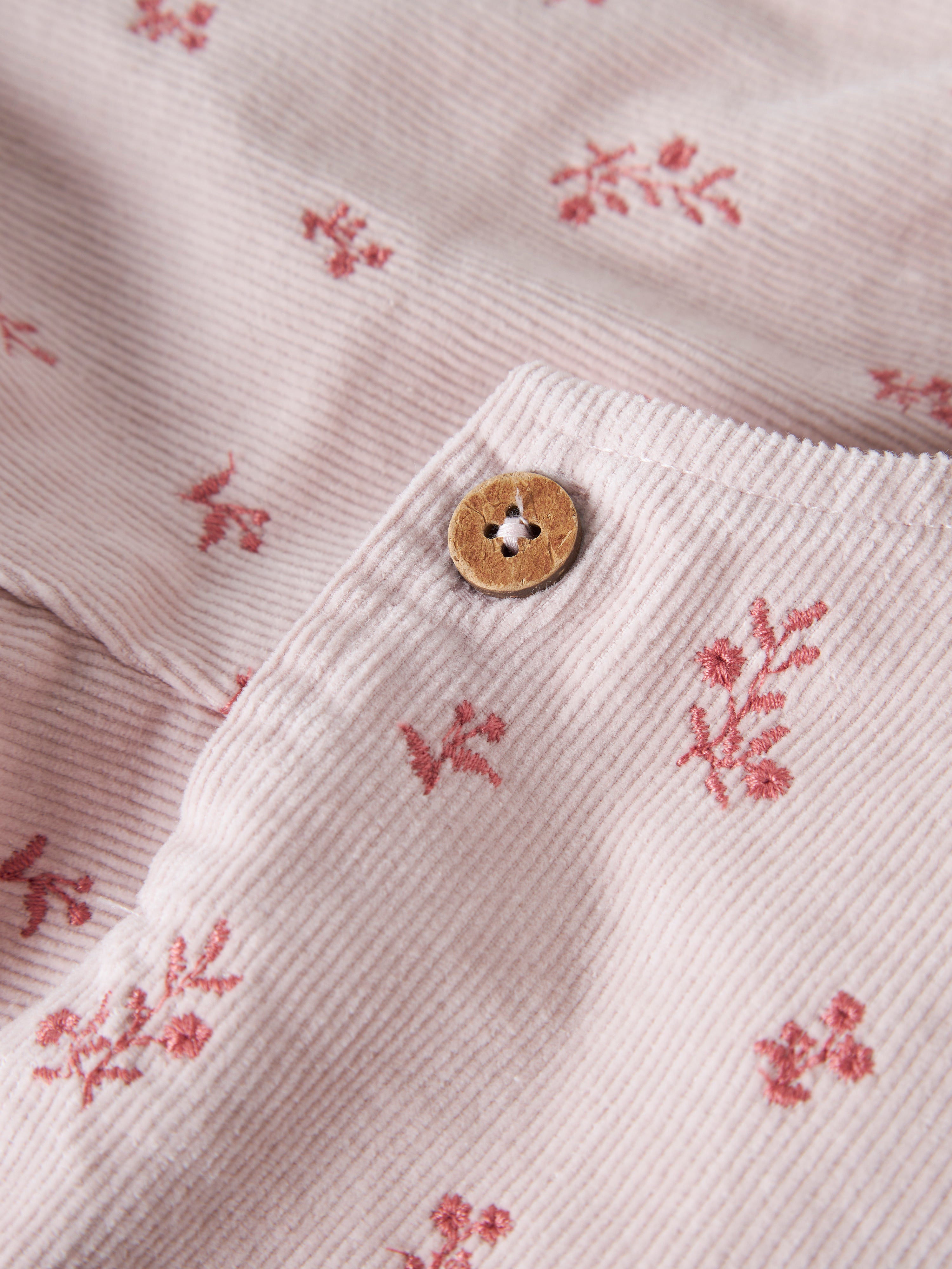 Lil Atelier Nelly - Cord Loose Overall - Hushed Violet / Flower Emb.