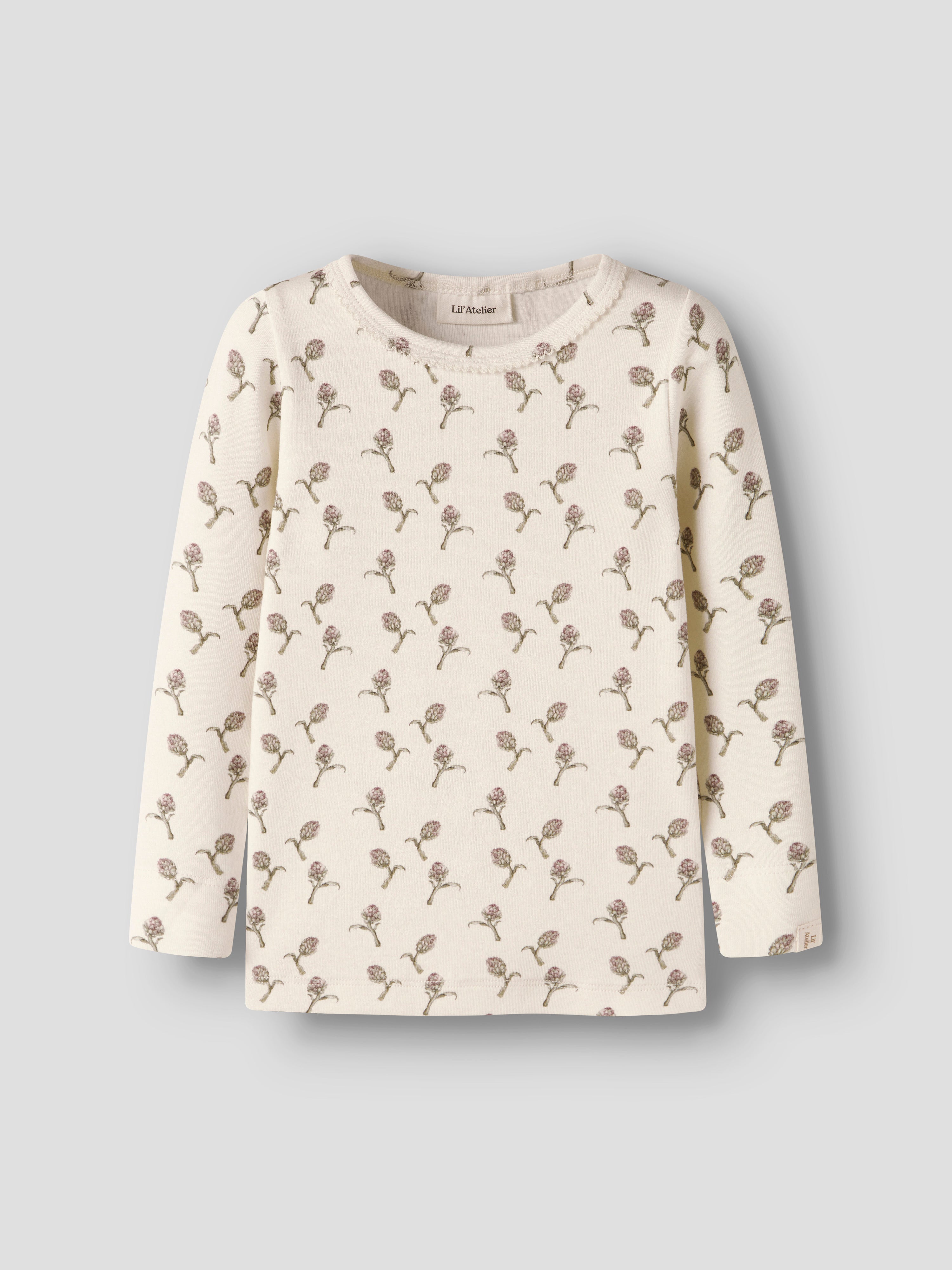Lil Atelier Gayo - Sig LS Slim Top - Turtledove / Artichoke