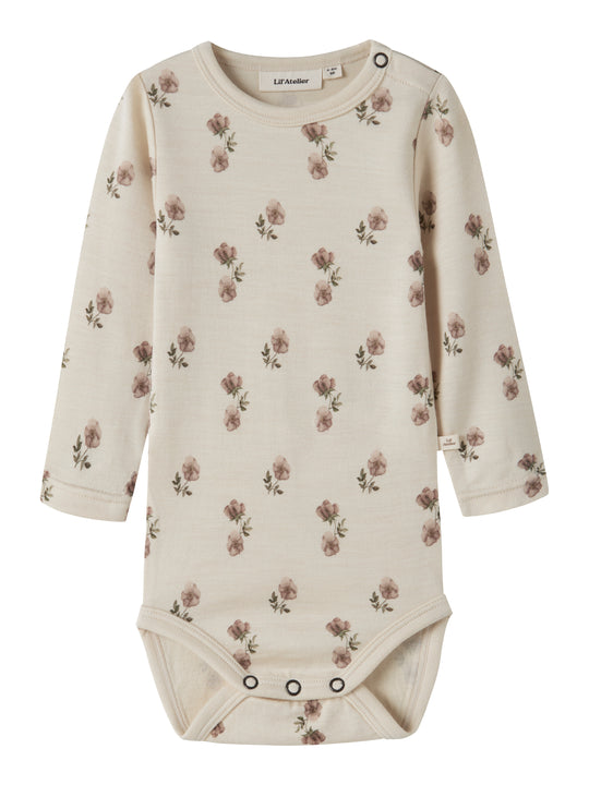 Lil Atelier Nilo - Nun Wool LS Slim Body - Turtledove/Flower