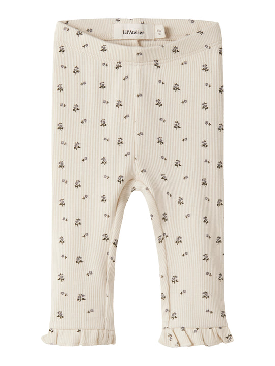 Lil Atelier Lago - Mer Slim Leggings - Turtledove/Blue Flower