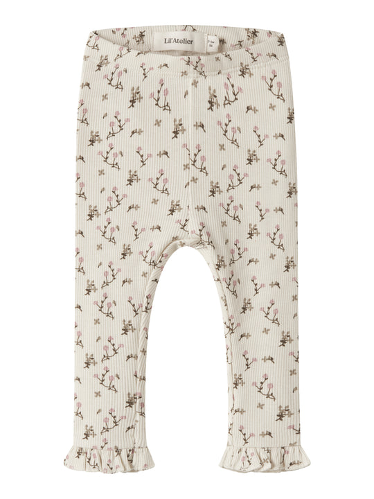 Lil Atelier Lago - Mer Slim Leggings - Turtledove/Rose Flower