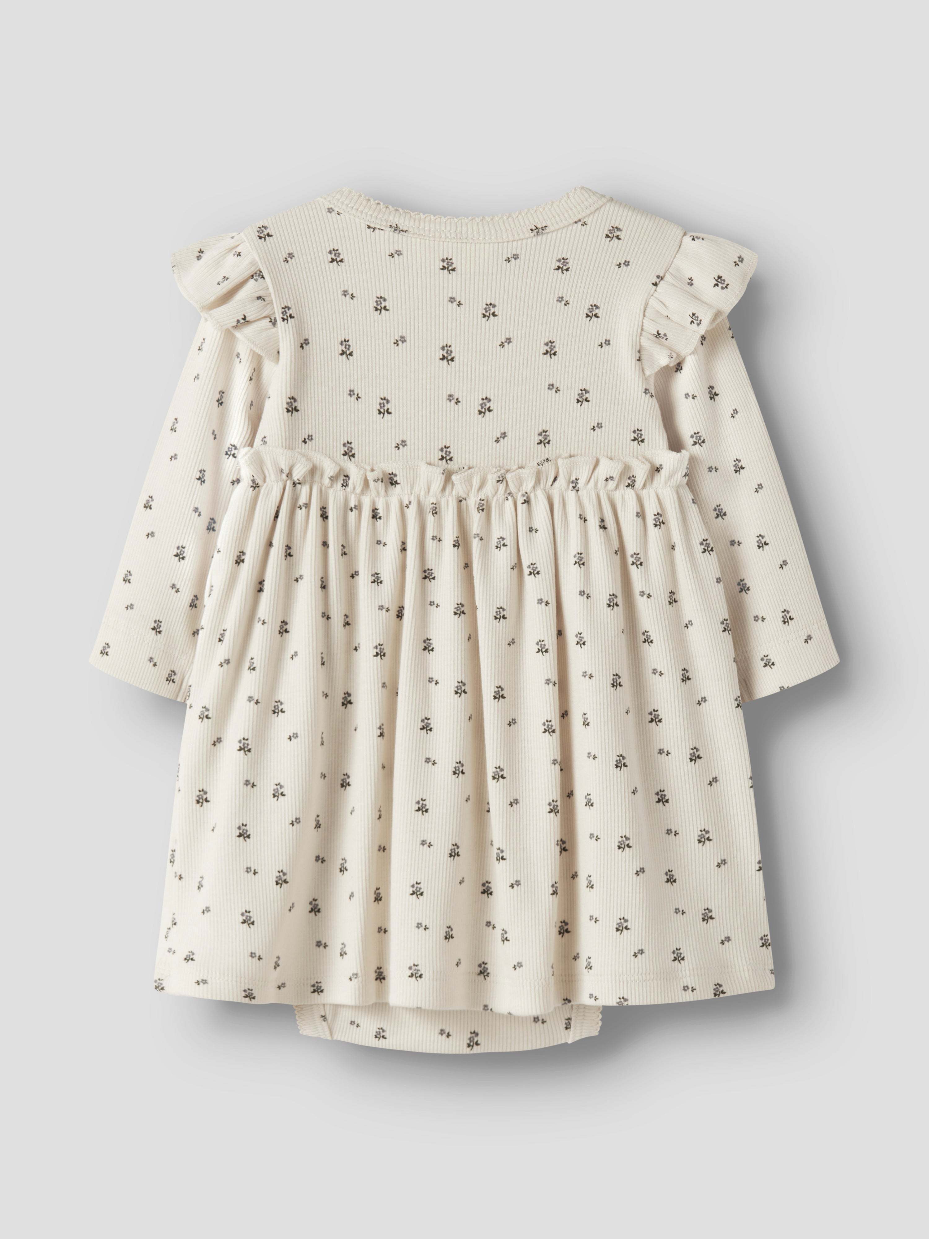 Lil Atelier Lago - Mia LS Body Dress - Turtledove/Blue Flower