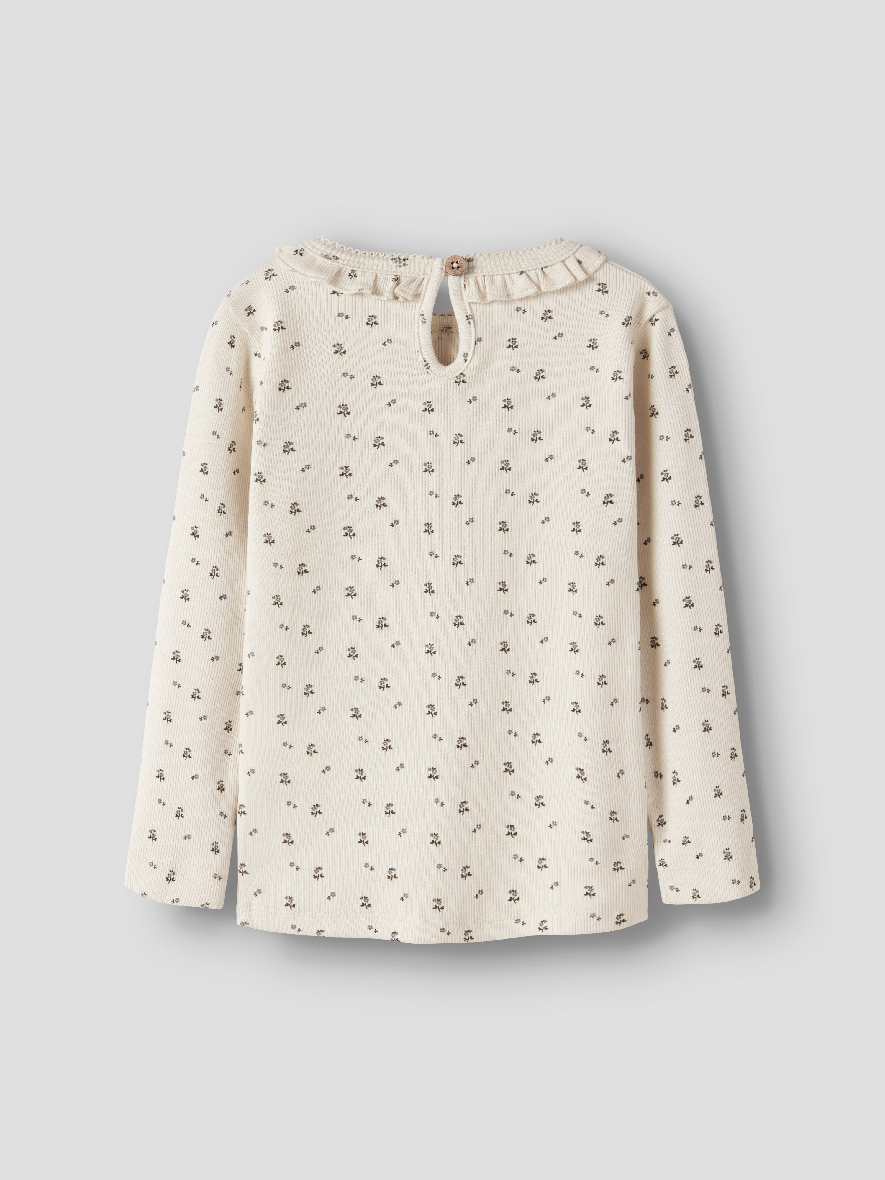 Lil Atelier Lago - Mai LS Slim Top - Turtledove/Blue Flower