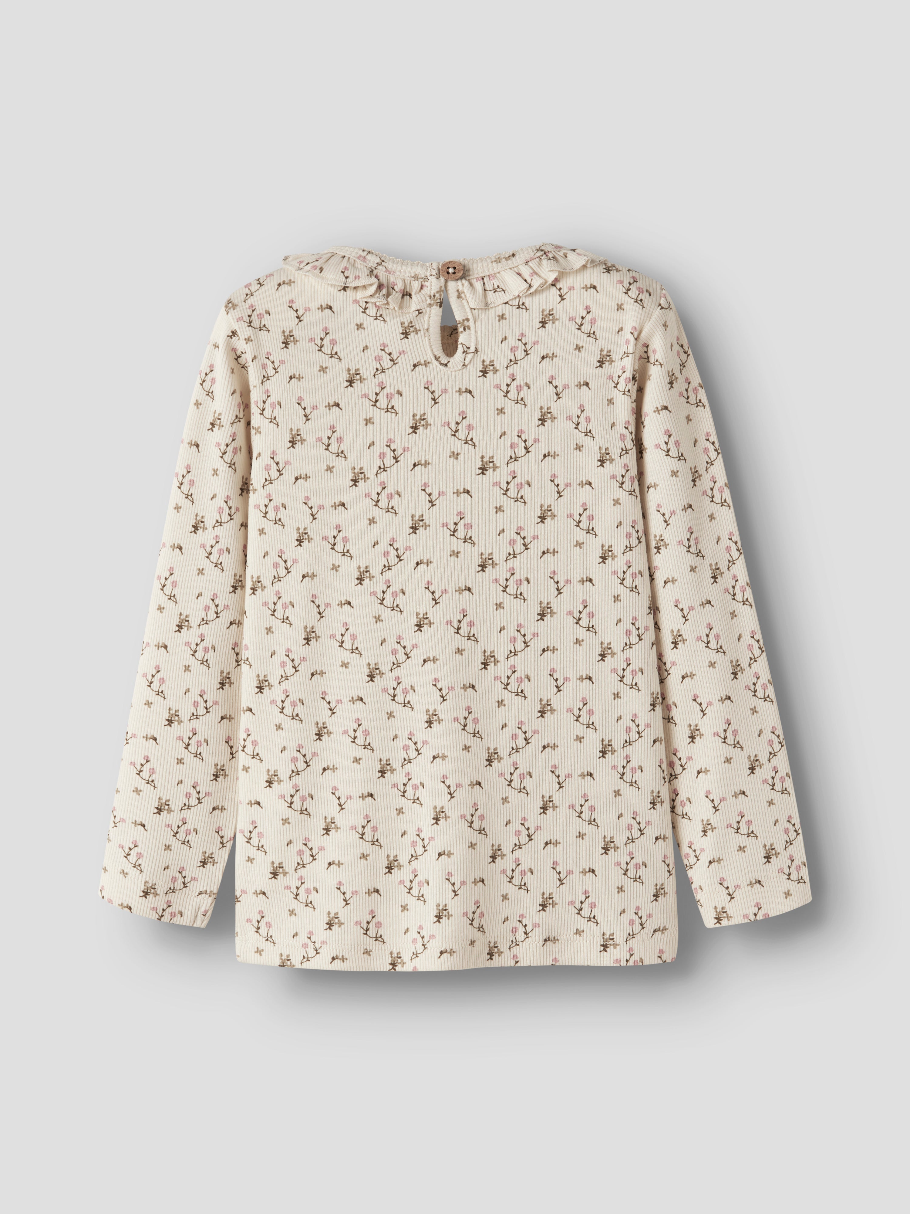 Lil Atelier Lago - Mai LS Slim Top - Turtledove/Rose Flower