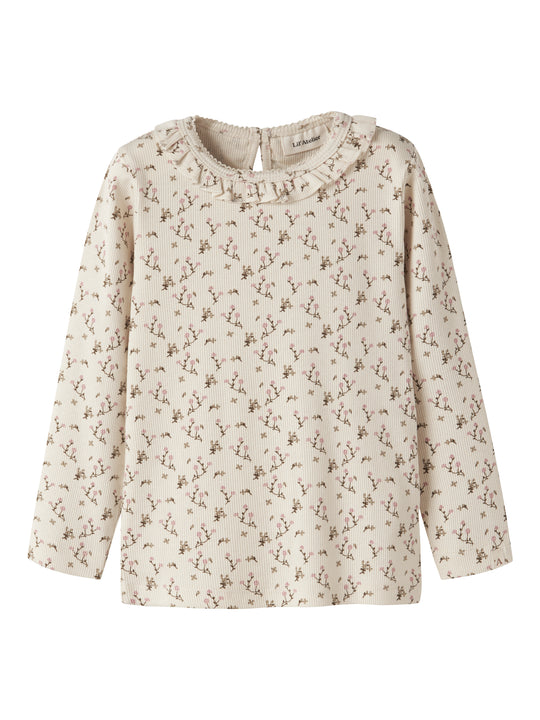 Lil Atelier Lago - Mai LS Slim Top - Turtledove/Rose Flower