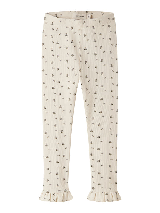 Lil Atelier Lago - Mer Slim Leggings - Turtledove/Blue Flower