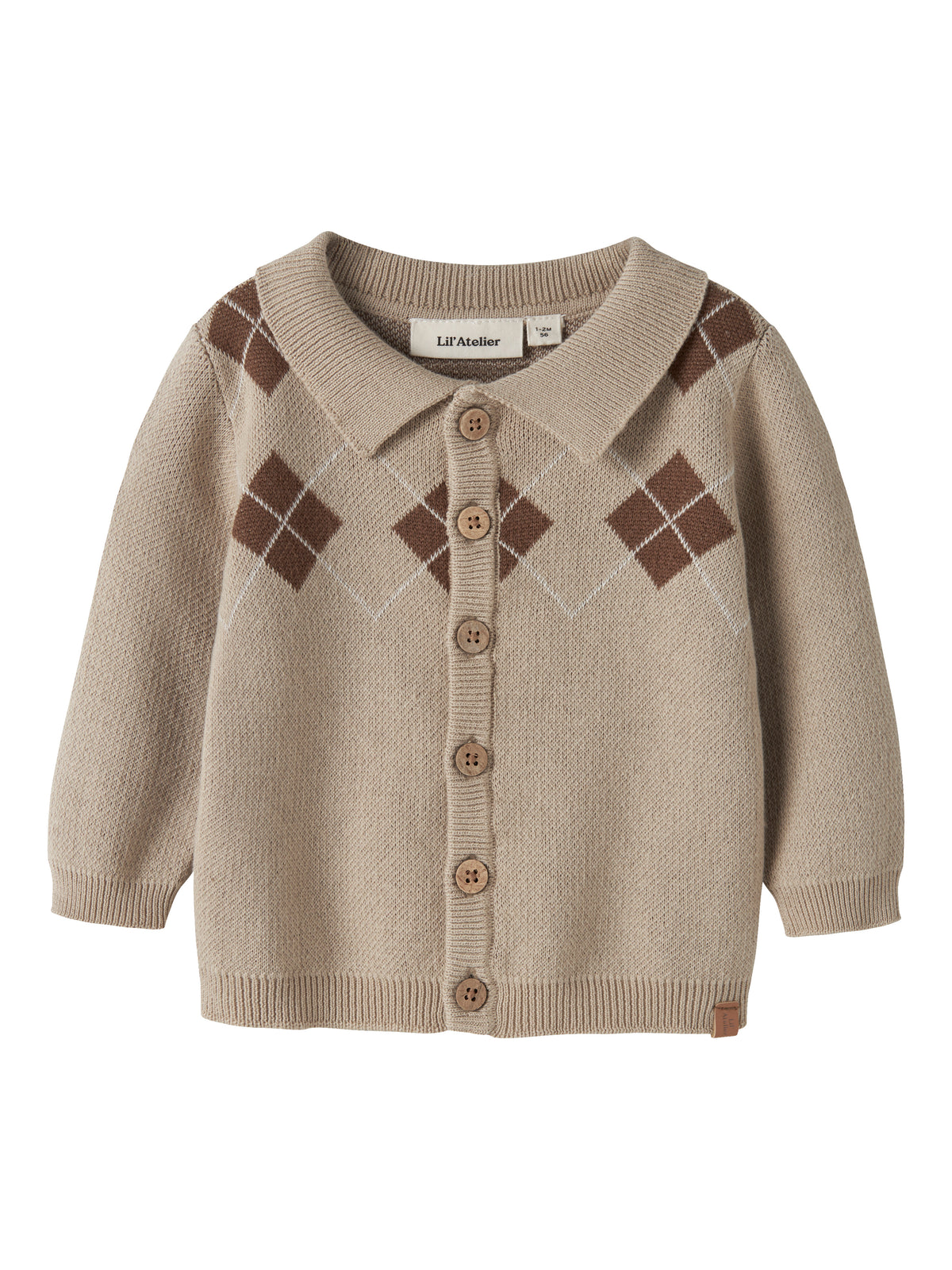 Lil Atelier Ronan - LS Knit Polo Cardigan - White Pepper