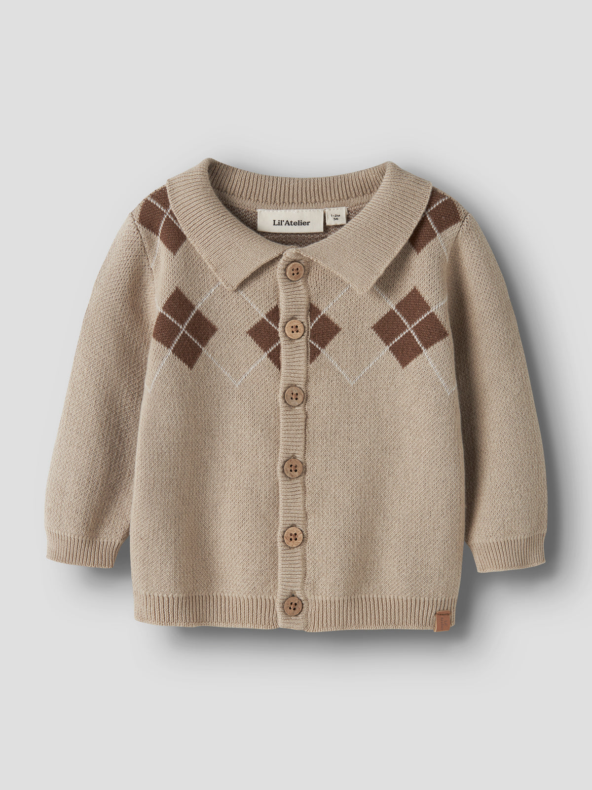 Lil Atelier Ronan - LS Knit Polo Cardigan - White Pepper