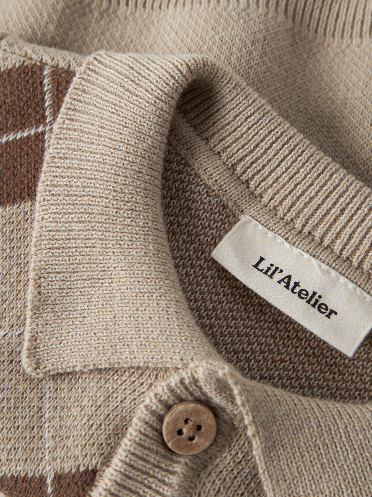 Lil Atelier Ronan - LS Knit Polo Cardigan - White Pepper