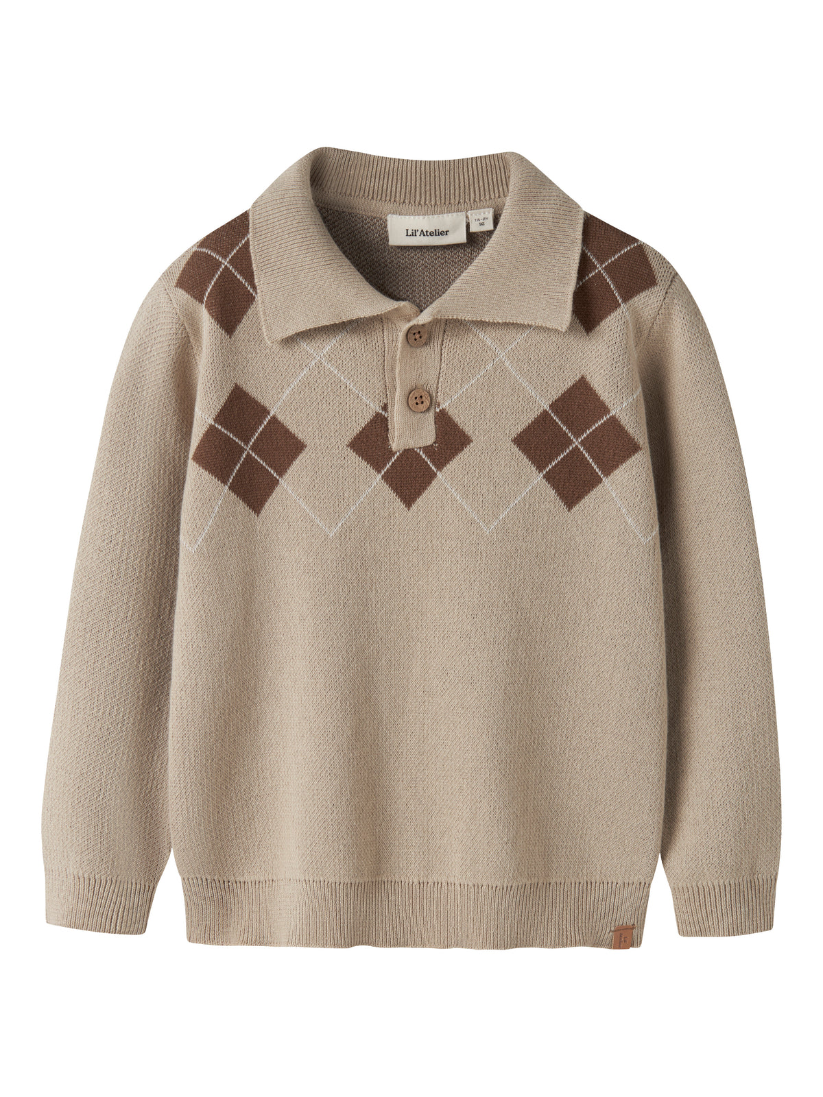 Lil Atelier Ronan - LS Knit Polo - White Pepper