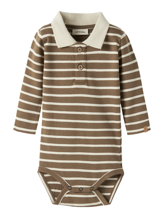 Lil Atelier Limia - LS Polo Body - Kangaroo/Turtledove
