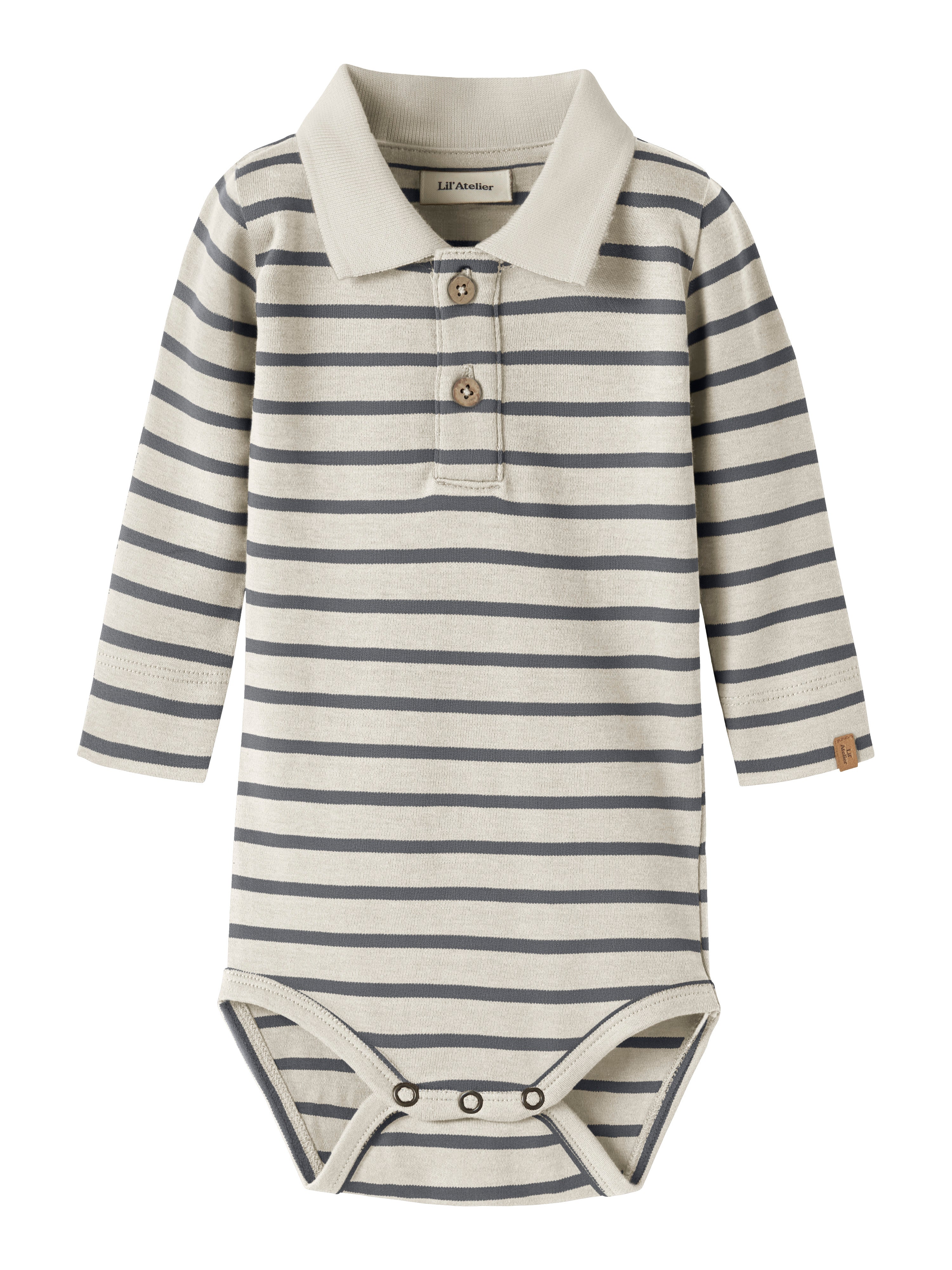 Lil Atelier Limia - LS Polo Body - Turtledove/Poppy Seed