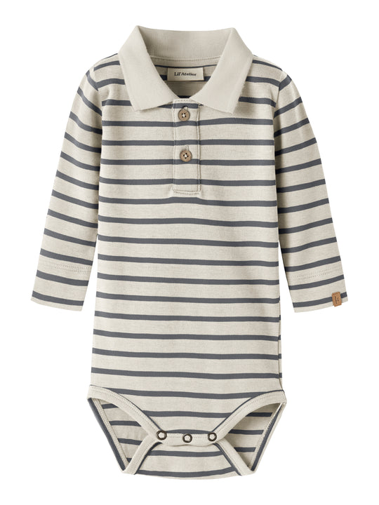 Lil Atelier Limia - LS Polo Body - Turtledove/Poppy Seed