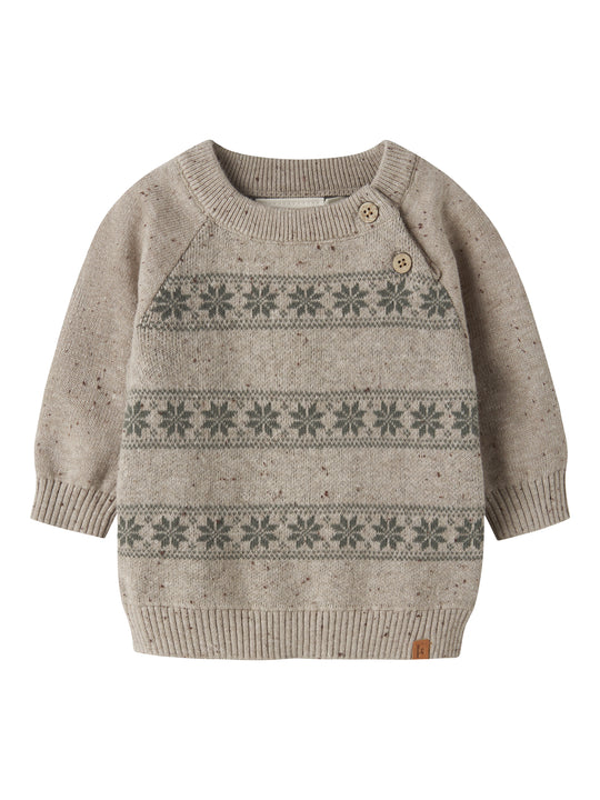 Lil Atelier Galto Rob - LS Knit - Oxford Tan / Mulled Basil