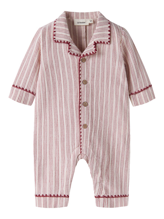 Lil Atelier Sage - Nun Loose Night Suit - Turtledove / Biking Red