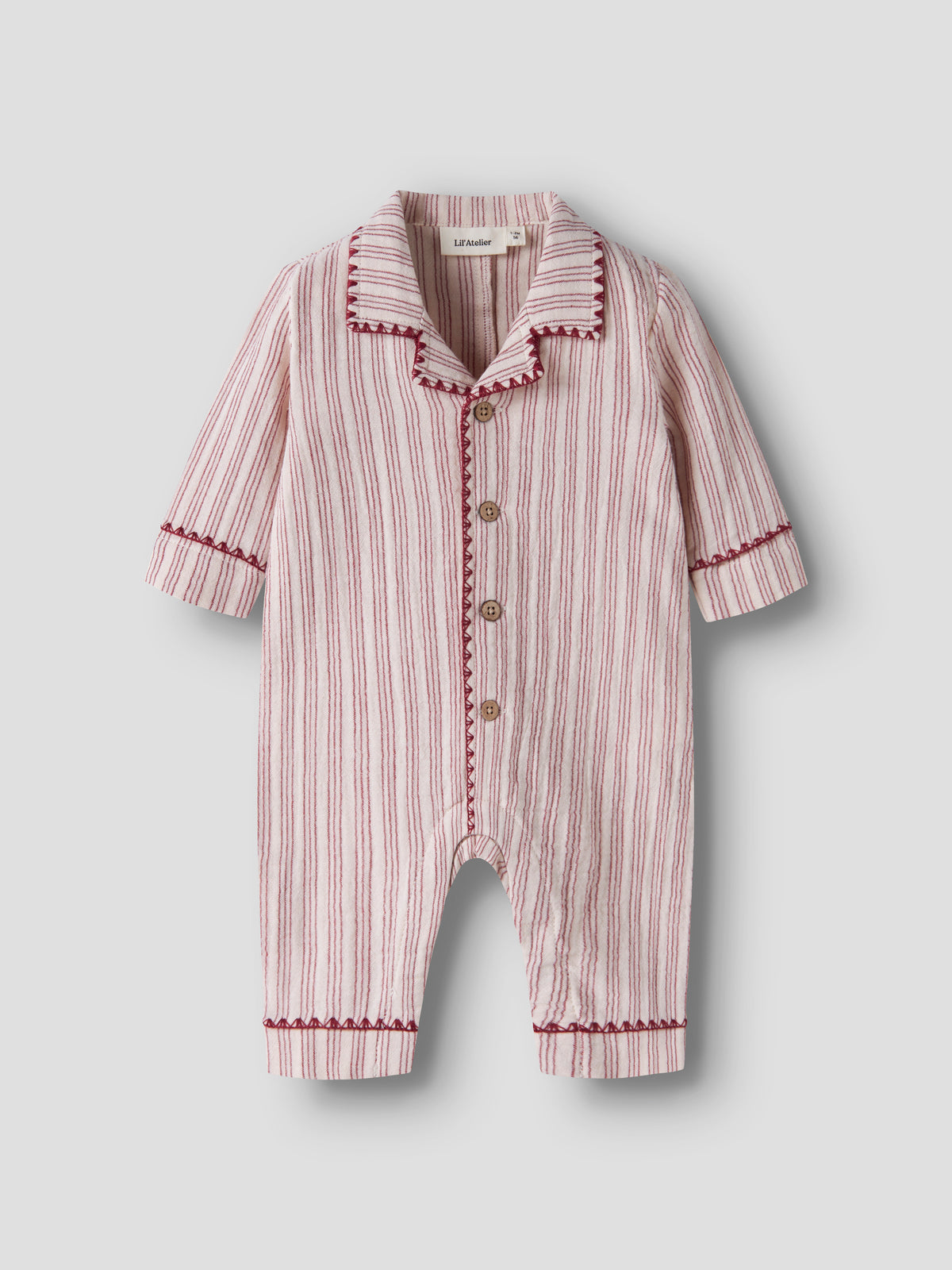 Lil Atelier Sage - Nun Loose Night Suit - Turtledove / Biking Red