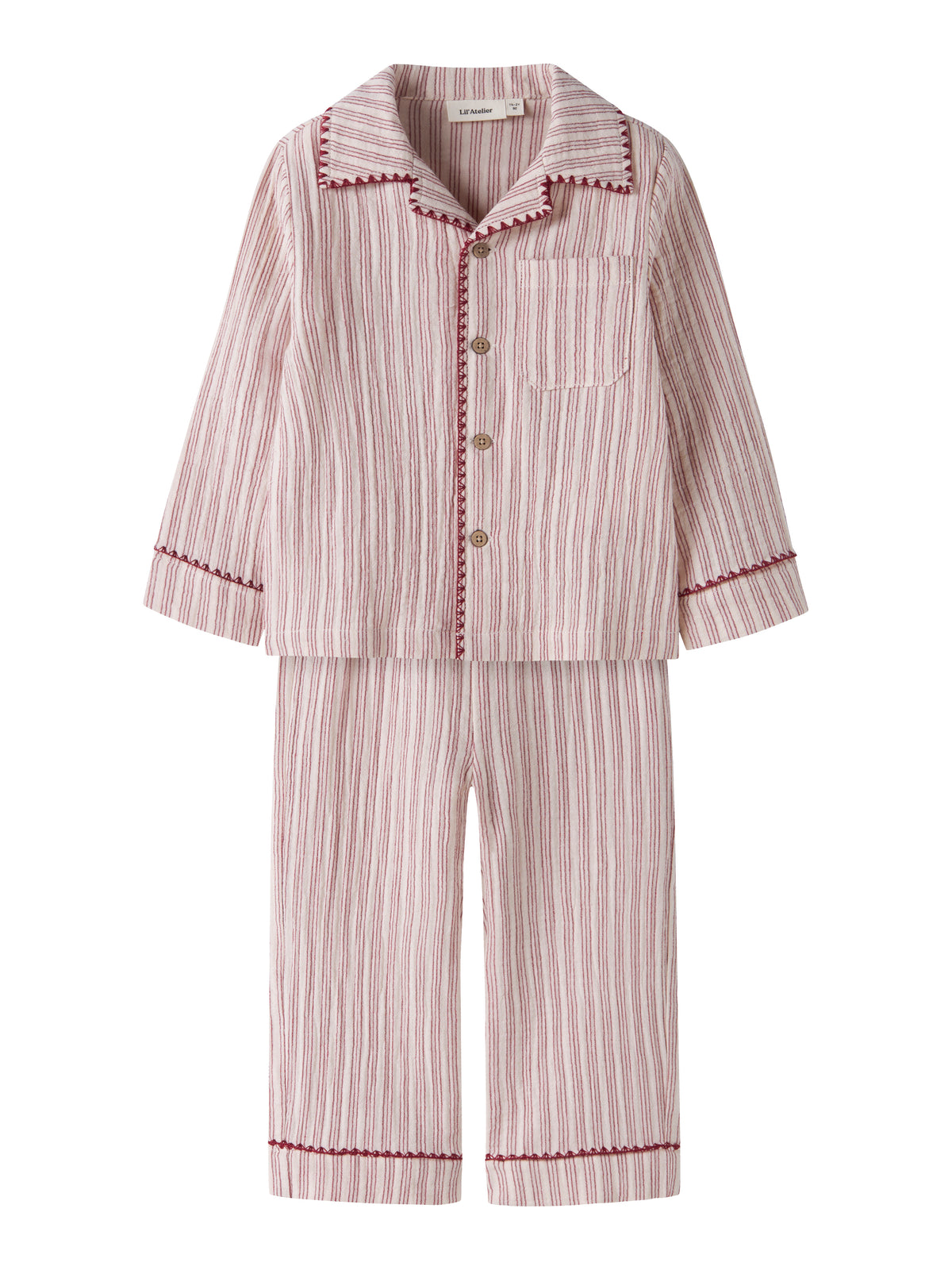 Lil Atelier Sage - Nun Pyjamas Set - Turtledove / Biking Red