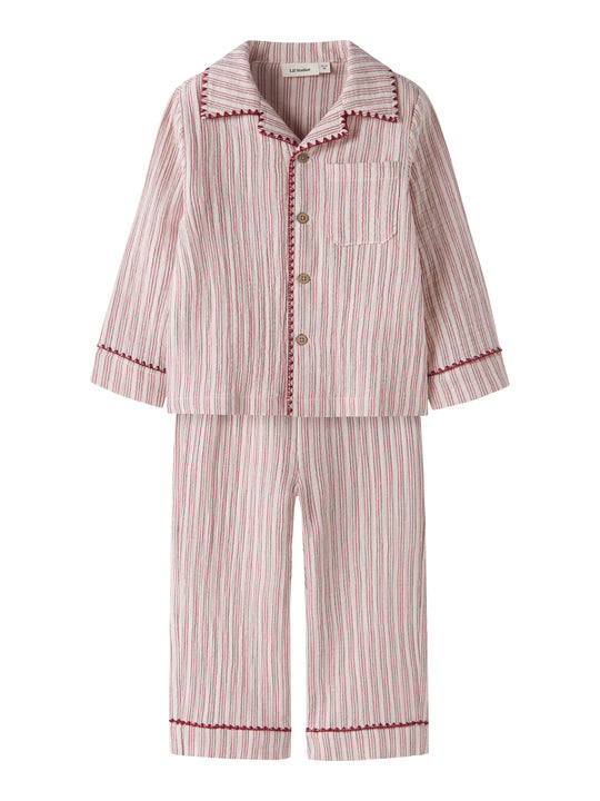 Lil Atelier Sage - Nun Pyjamas Set - Turtledove / Biking Red
