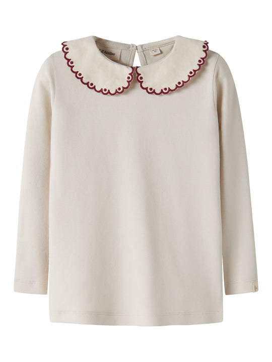 Lil Atelier Fundo - Lia LS Slim Top - Turtledove / Biking Red