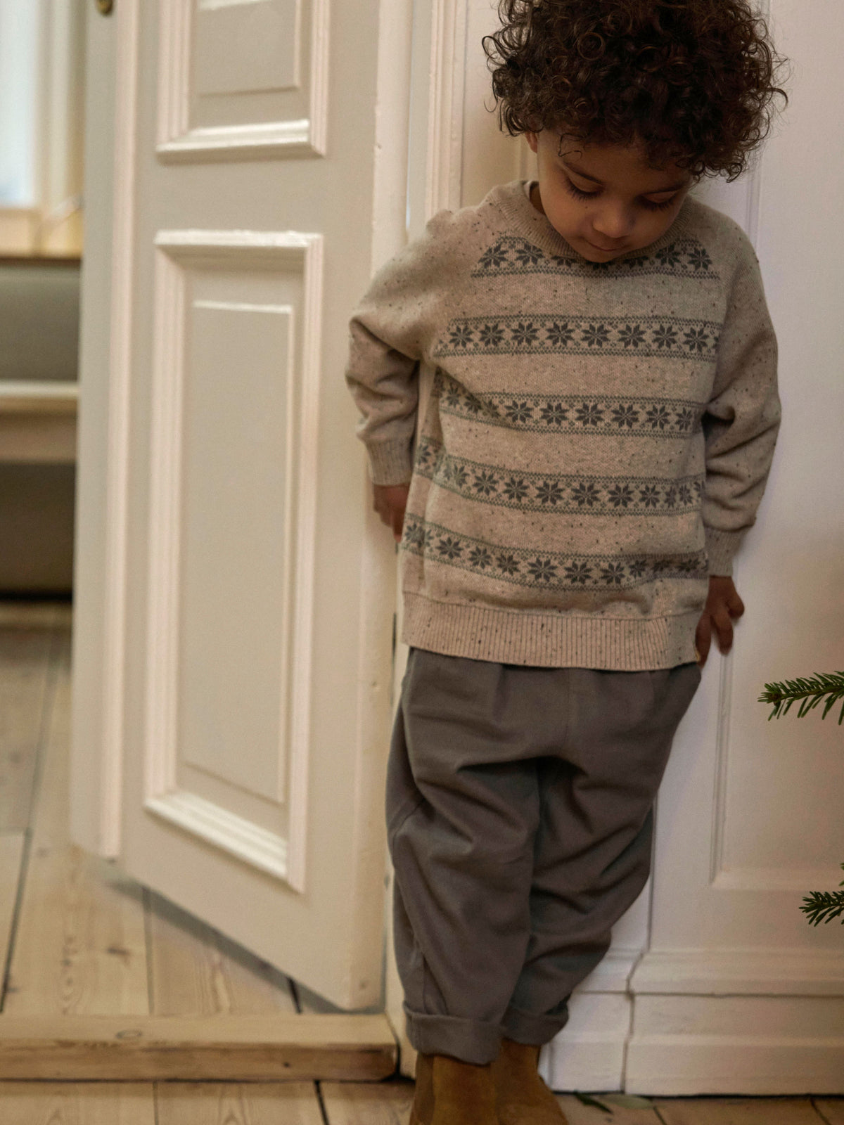Lil Atelier Galto Rob - LS Knit - Oxford Tan / Mulled Basil