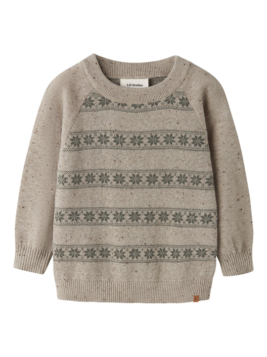 Lil Atelier Galto Rob - LS Knit - Oxford Tan / Mulled Basil