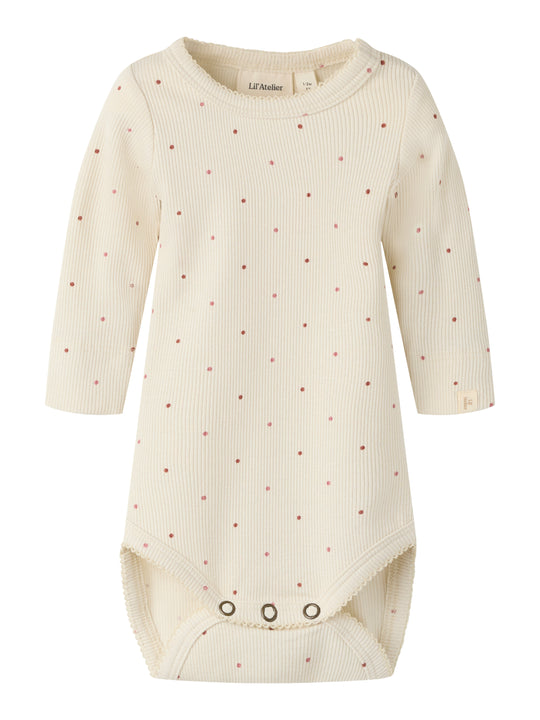 Lil Atelier Gago - Kos LS Slim Body - Turtledove / Dot