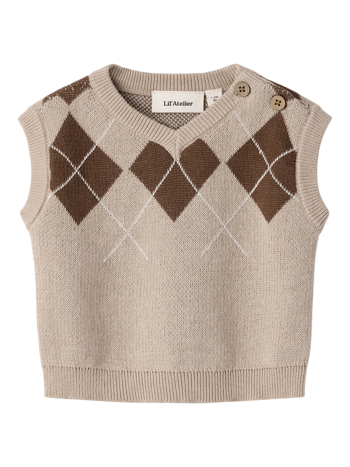 Lil Atelier Ronan - Knit Vest - White Pepper