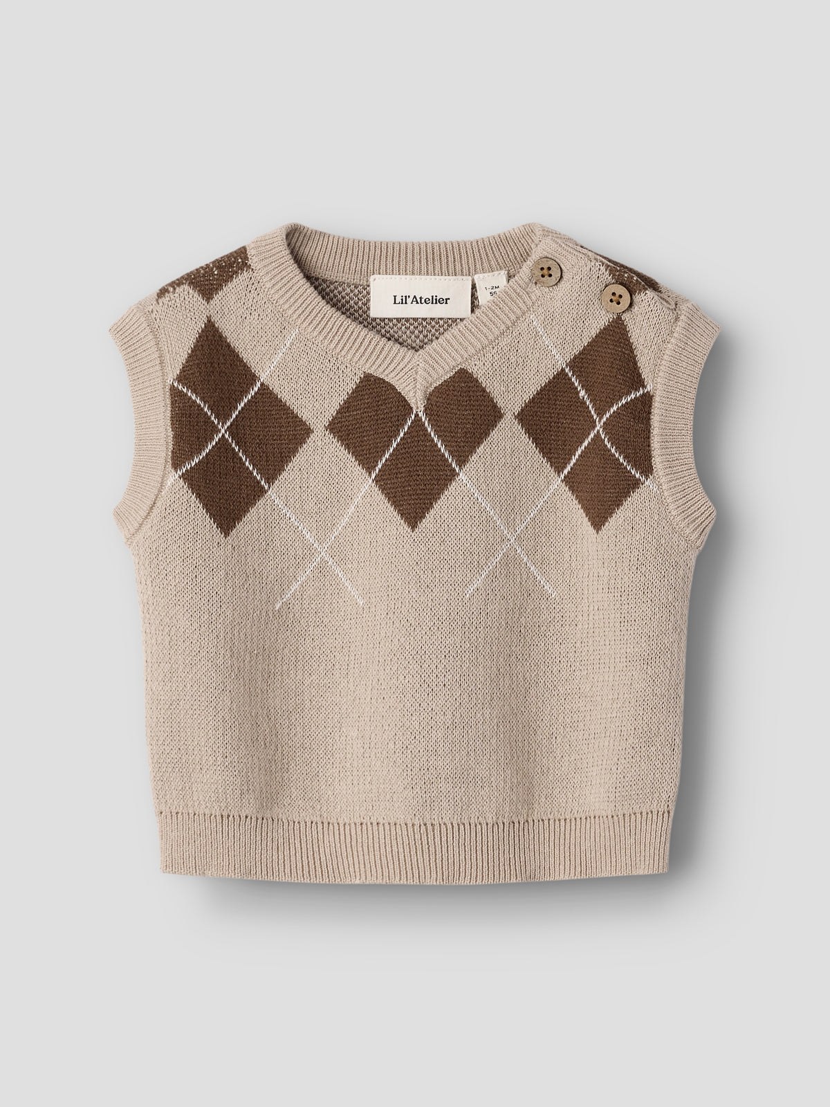 Lil Atelier Ronan - Knit Vest - White Pepper
