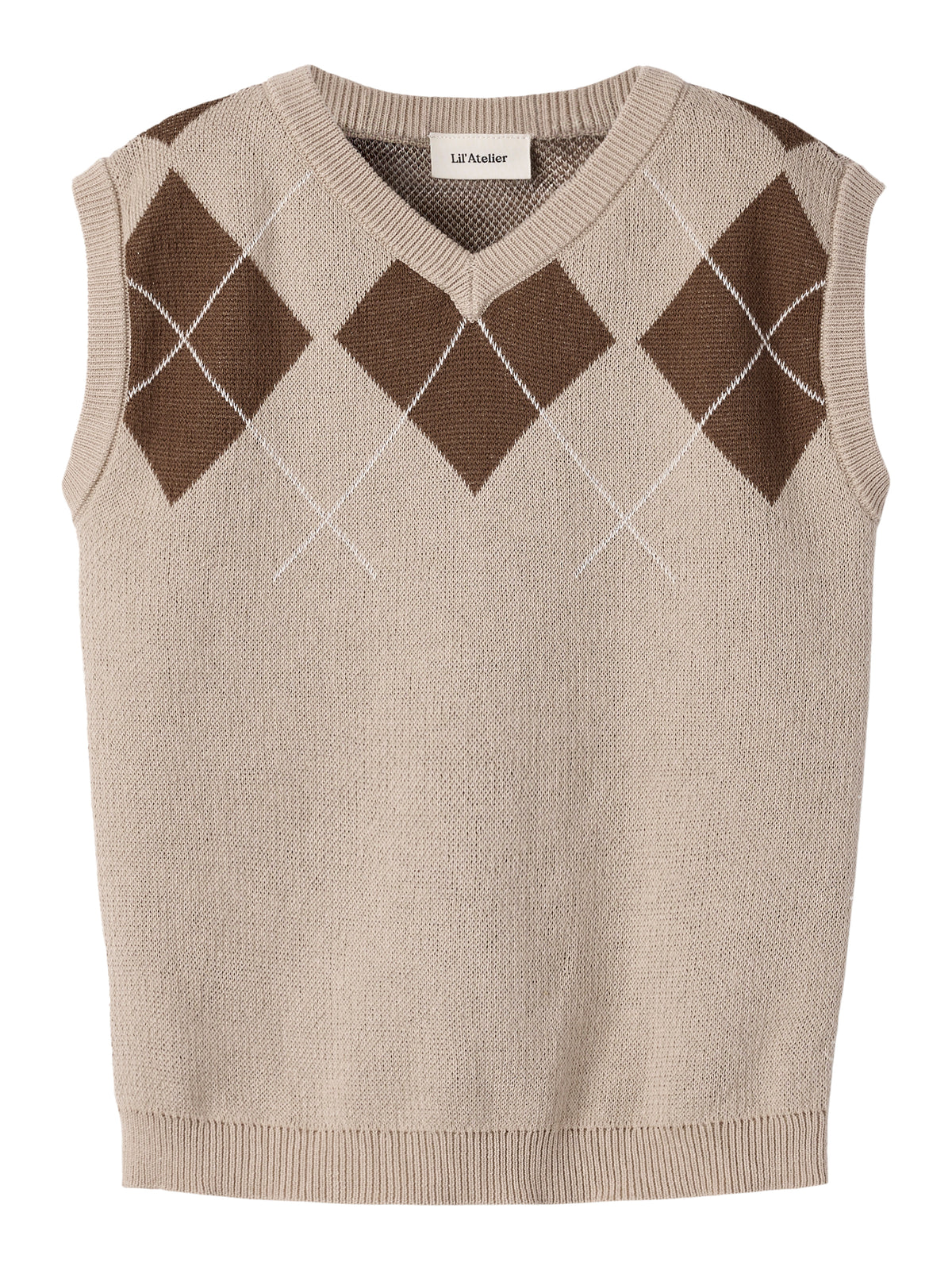 Lil Atelier Ronan - Knit Vest - White Pepper