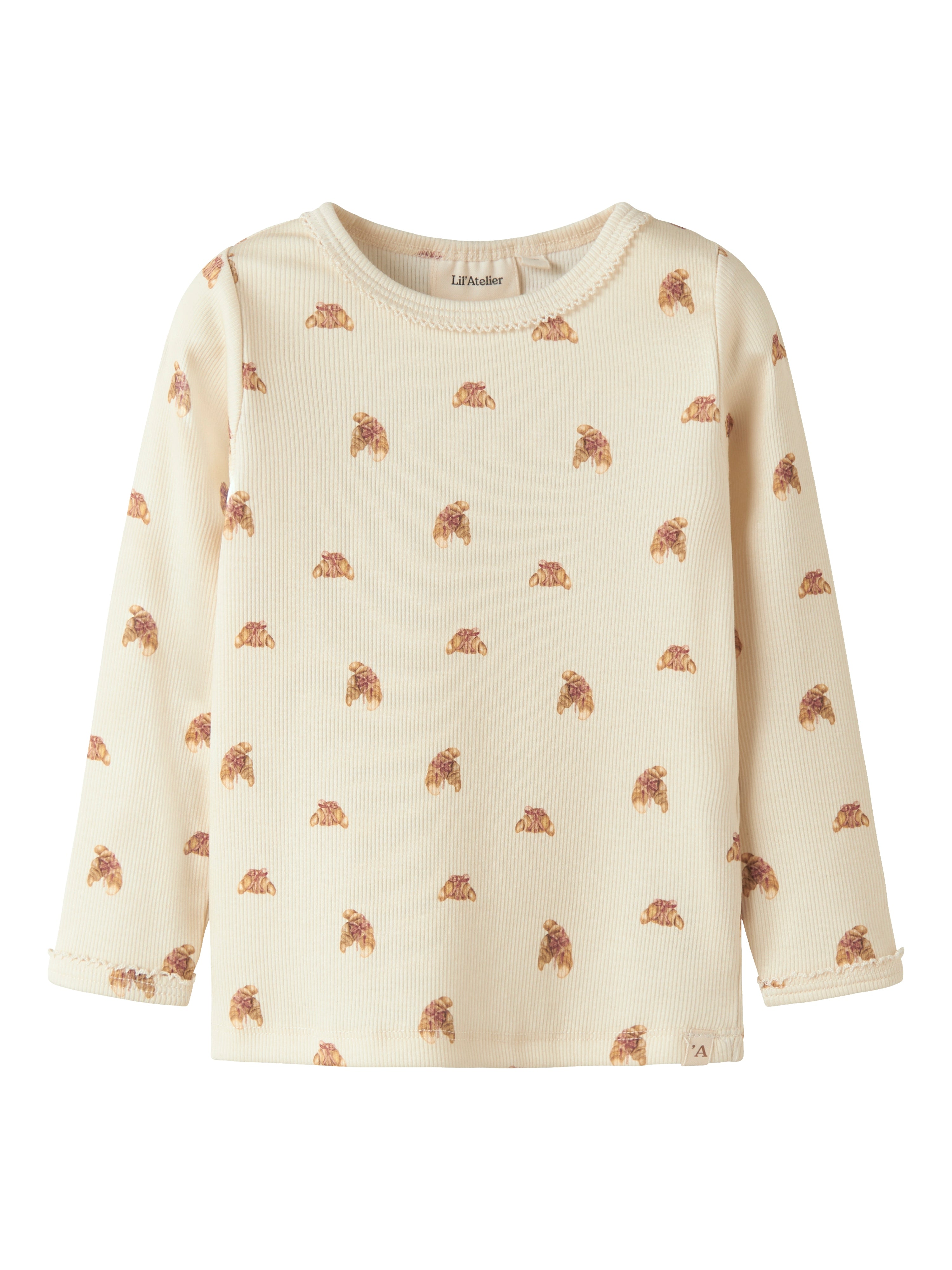 Lil Atelier Lavo Egi LS Slim Top - Turtledove/Croissant