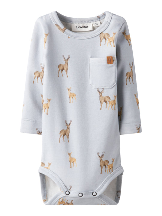 Lil Atelier Layo Geo LS Slim Body - Gray Dawn/Deer