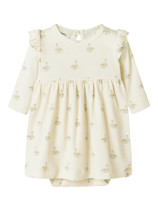 Lil Atelier Gavo Ege Bodydress - Pastel Parchment/Swan