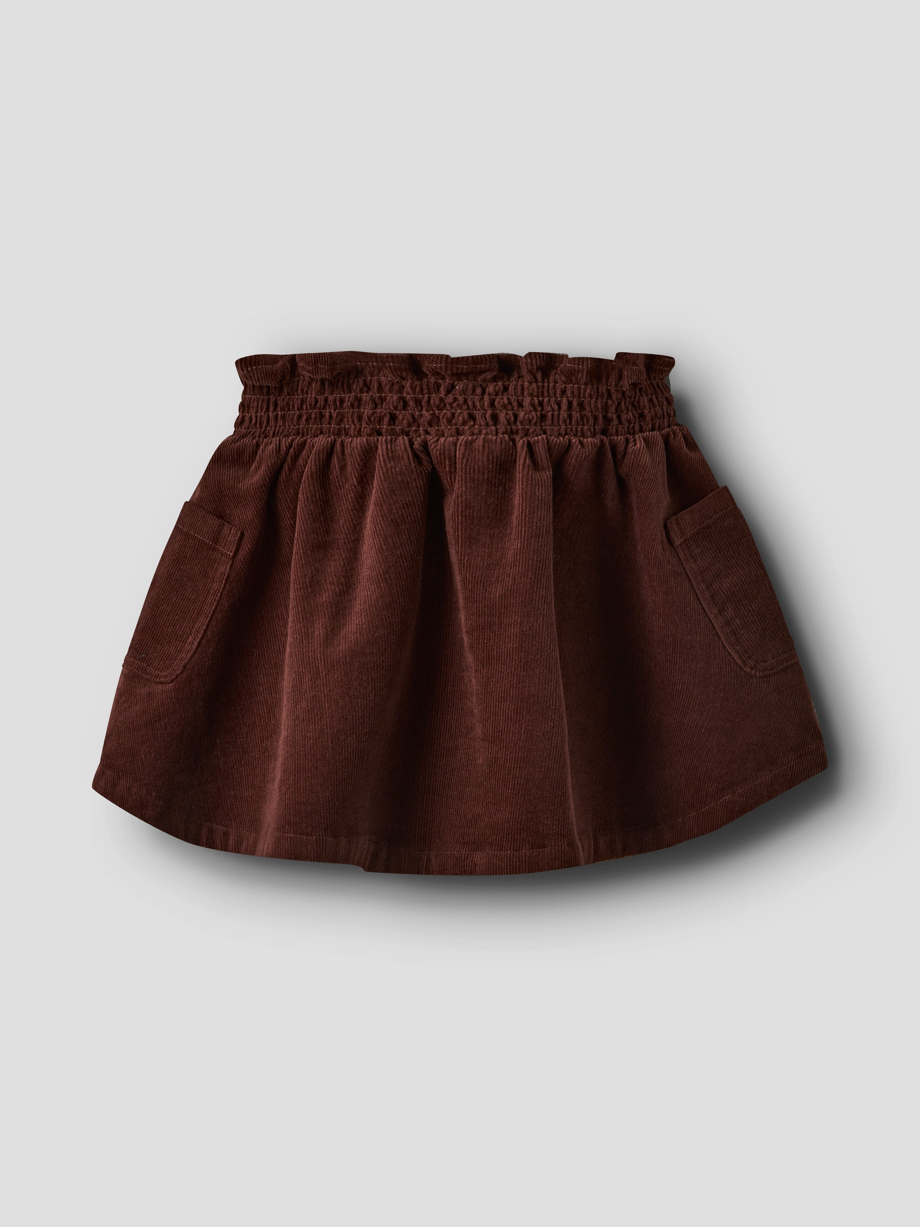 Lil Atelier Obert Cord Skirt - Hot Chocolate